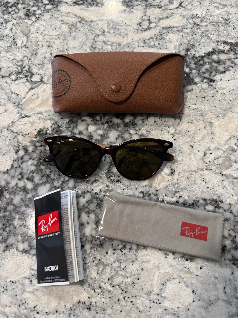 Ray-Ban Brown Tortoiseshell Women's Cat Eye Sunglasses - Dark Brown Lenses - Picture 5 of 8